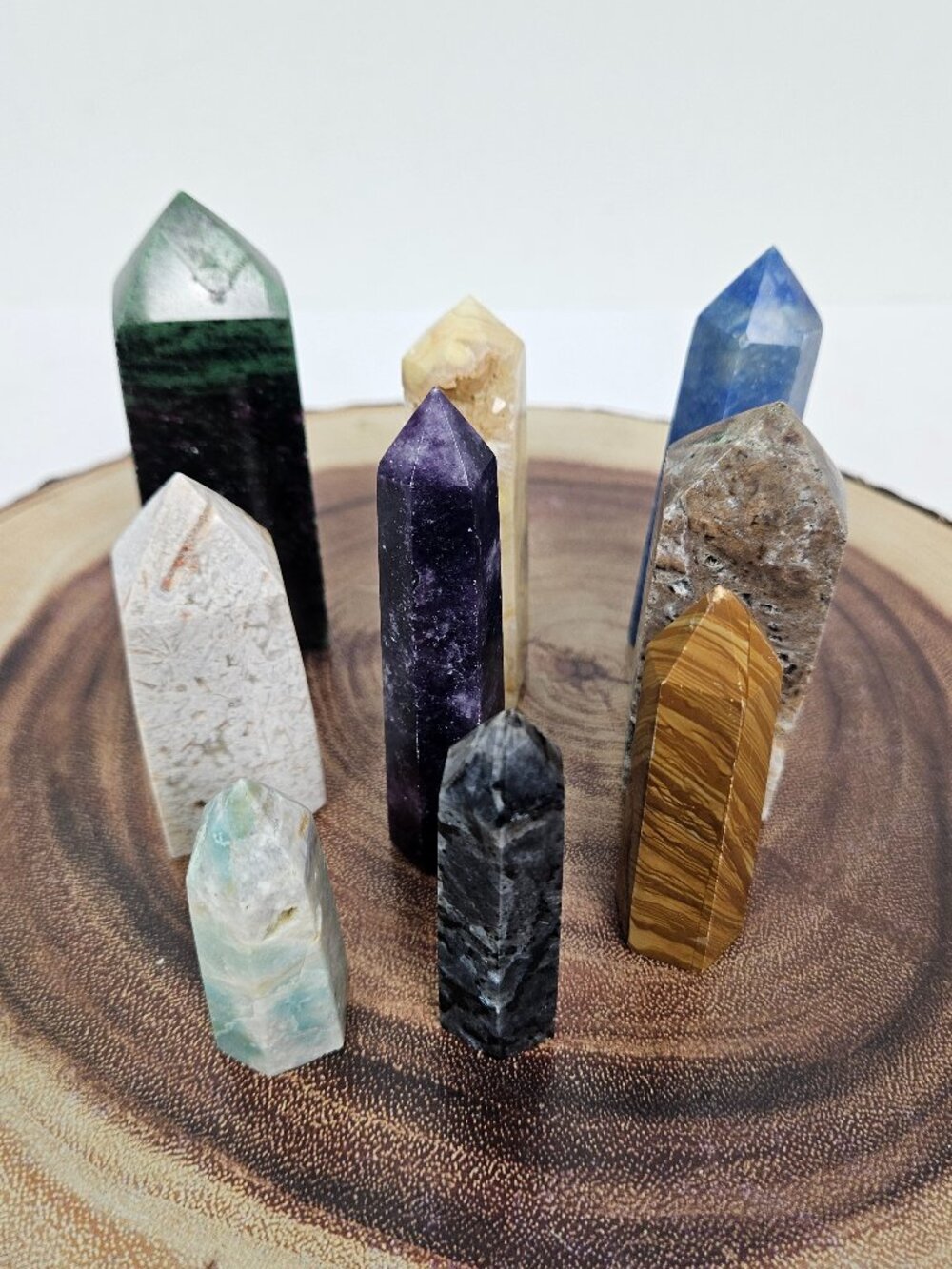 Bundle of 9 Assorted Crystal Stone Obelisk Point Tower Set